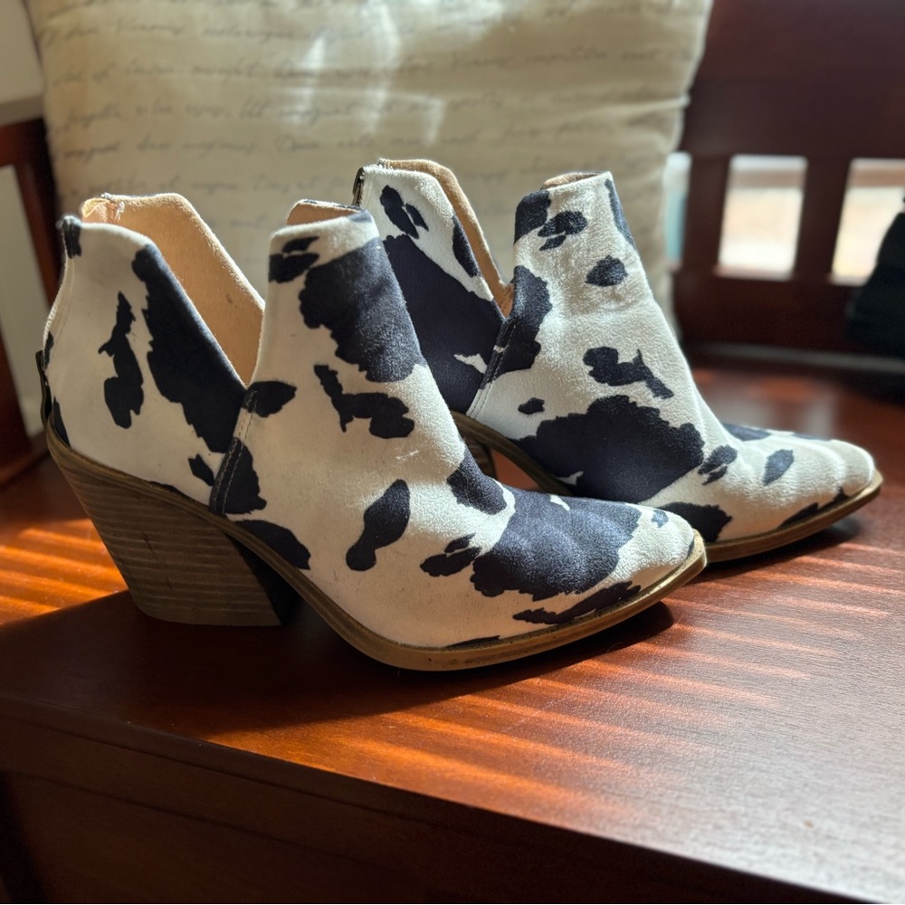 Cow Print Ankle Boots